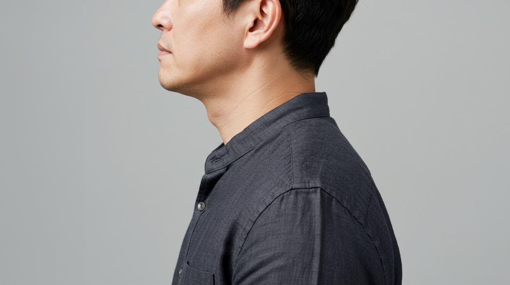 턱을 앞으로 빼고 있는 습관